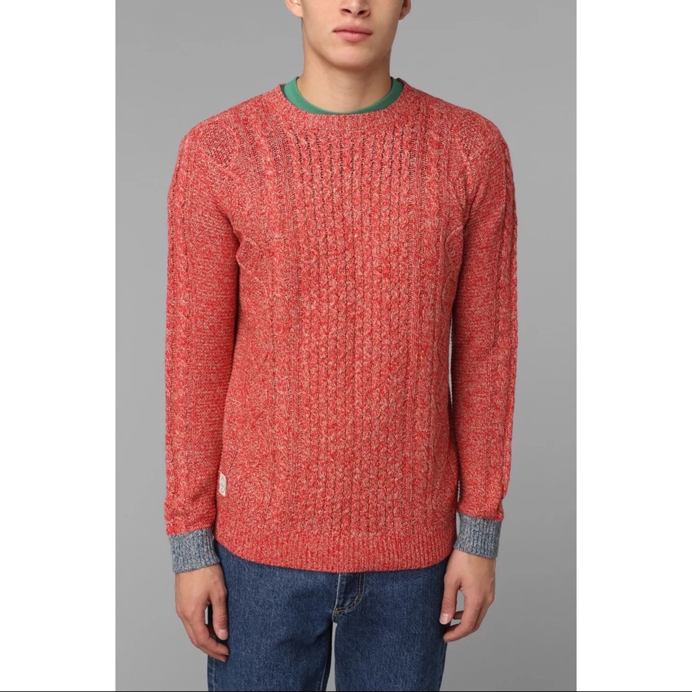 Native Youth Contrast Cuff Cable Knit Pullover